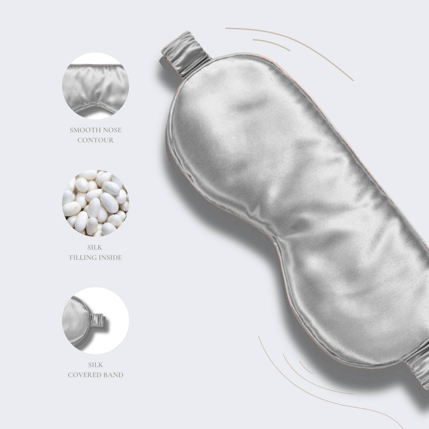 Silk Sleep Mask - 100% Mulberry Silk - Grey