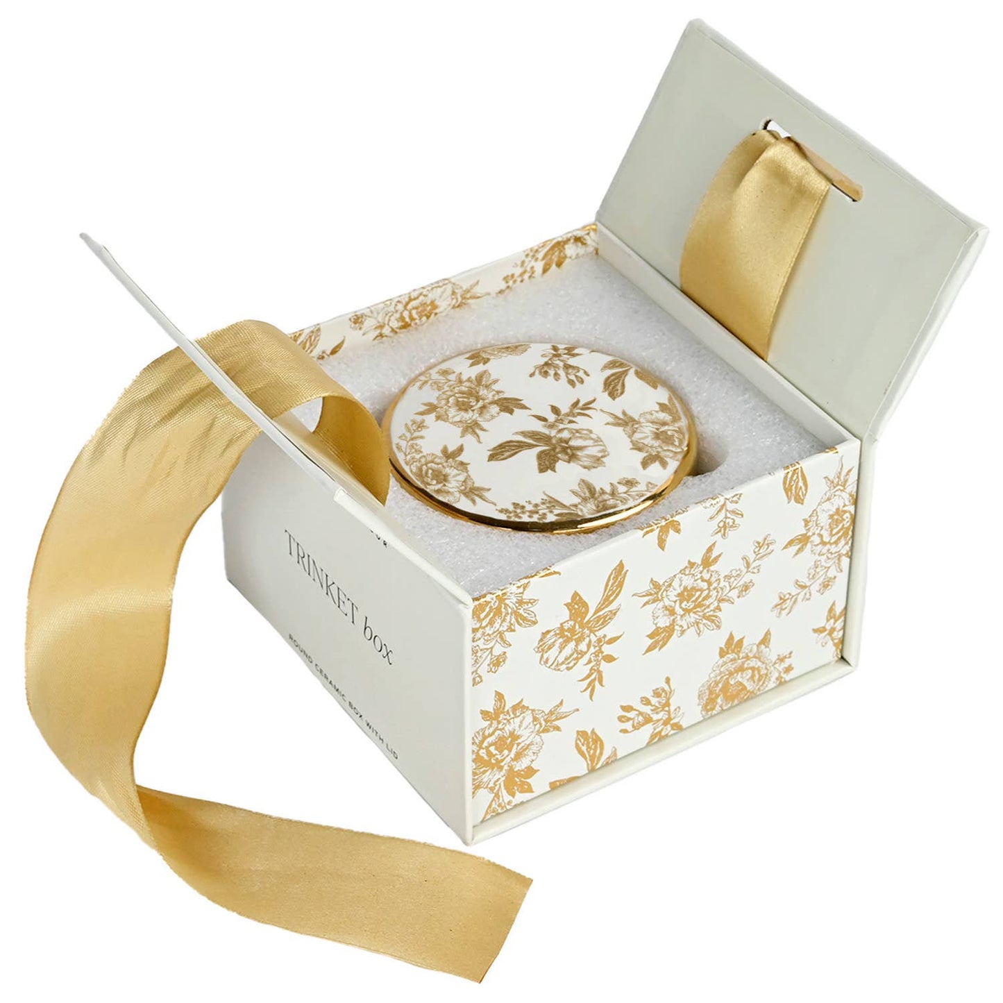 Gold Delft Ceramic Trinket Box