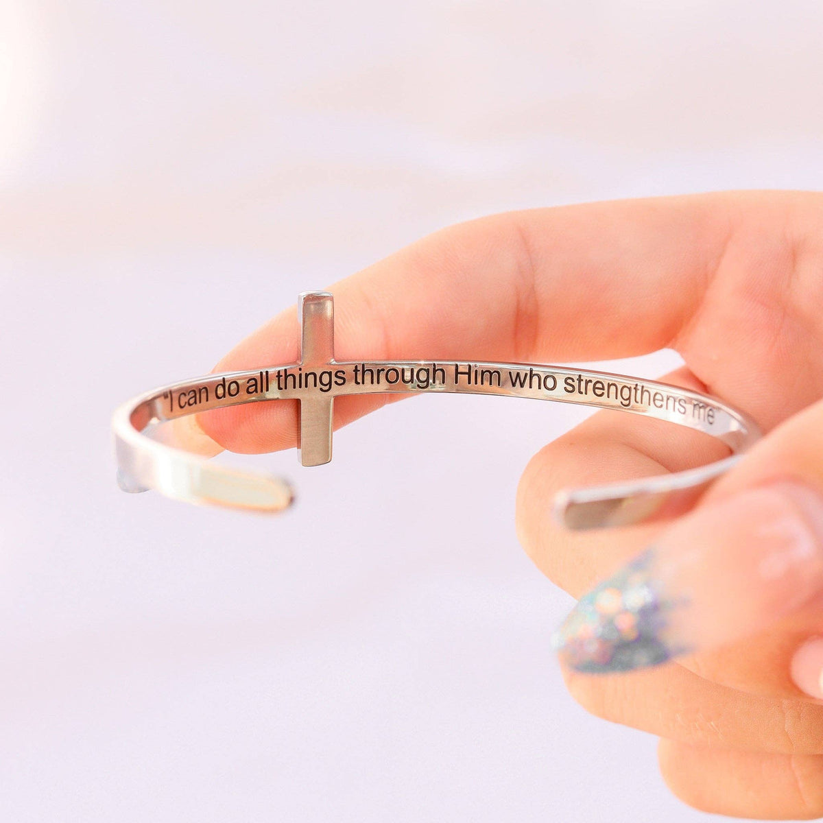 Philippians 4:13 Cross Cuff Bracelet