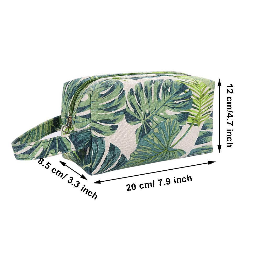 Tropical Leaf Canvas Cosmetic Bag