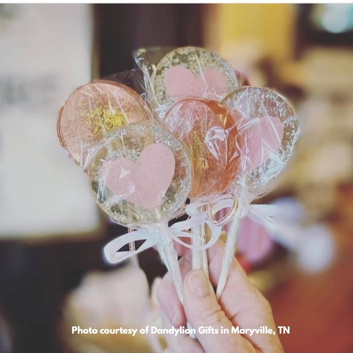 Silver & Pink Heart Lollipop - Champagne Flavor