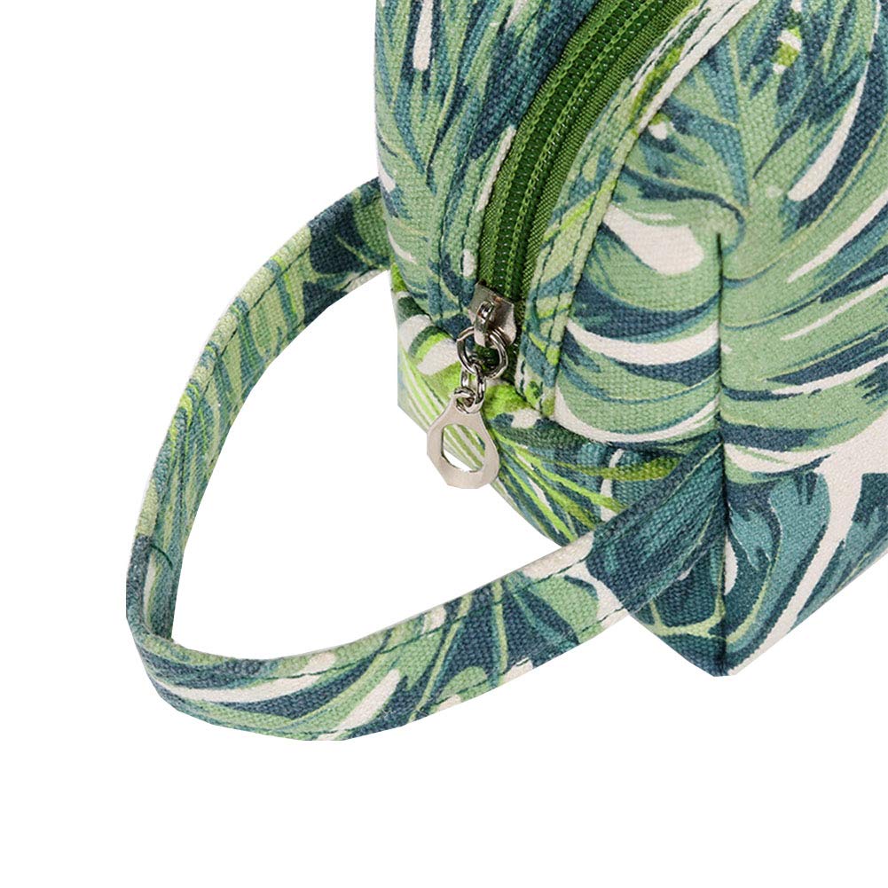 Tropical Leaf Canvas Cosmetic Bag
