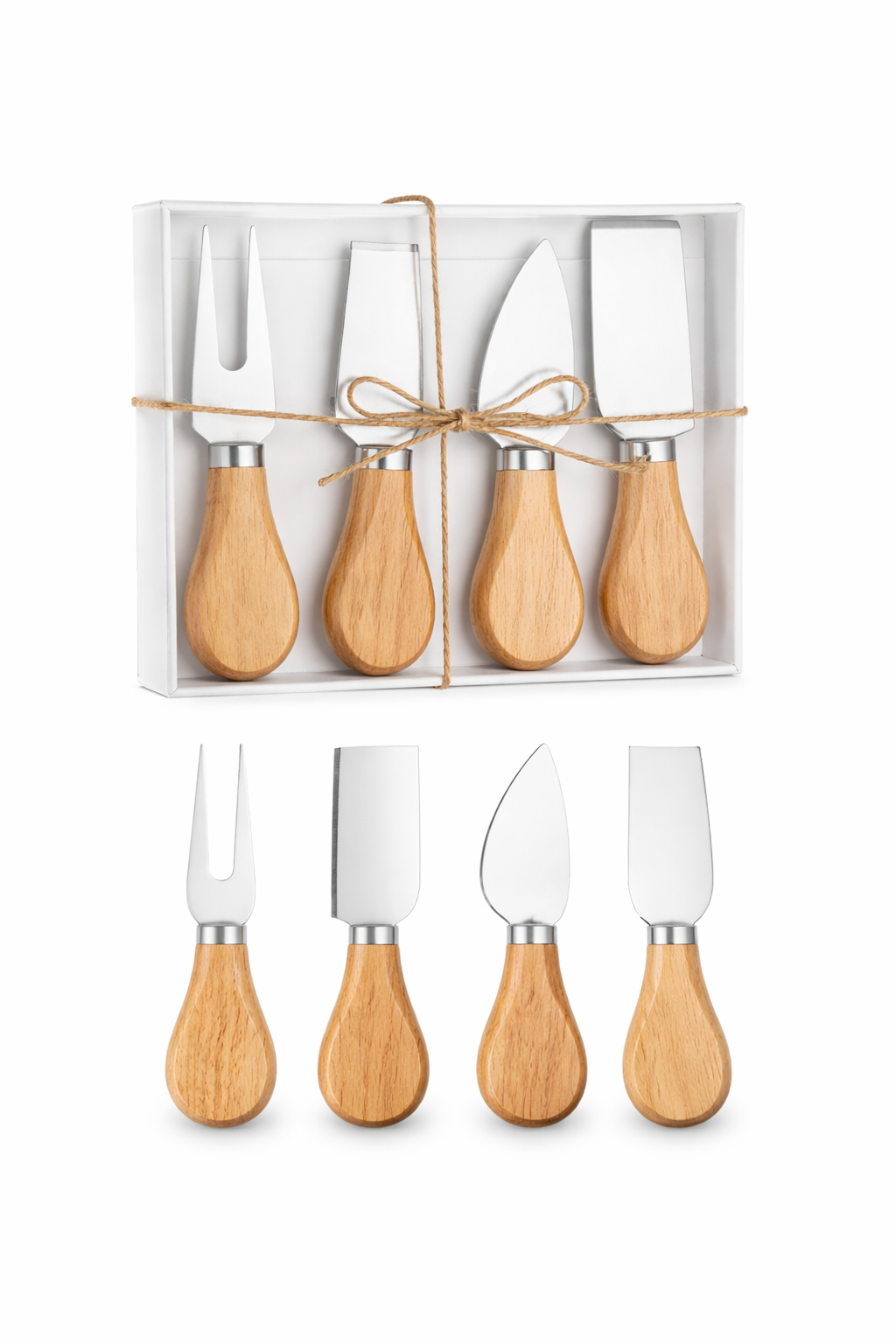 Stainless Steel Cheese Knife Set with Wood Handles