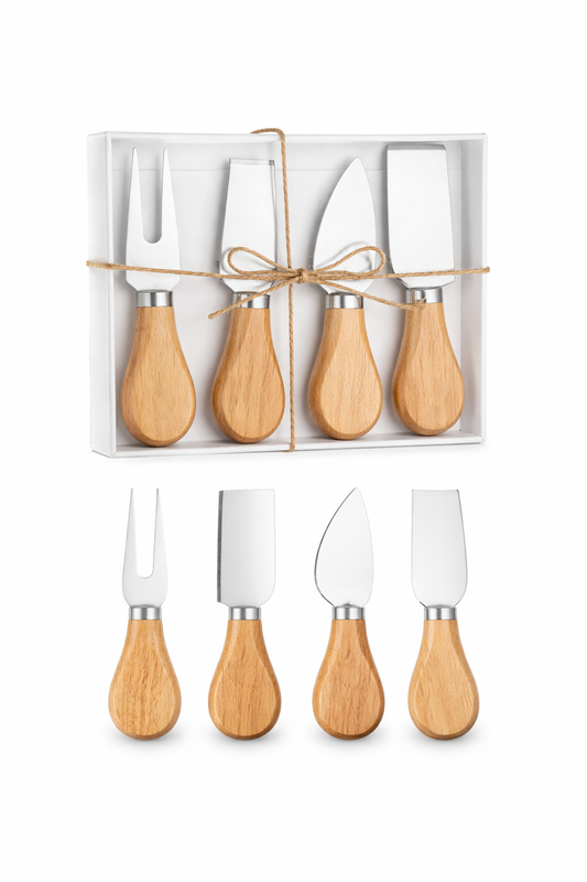Stainless Steel Cheese Knife Set with Wood Handles