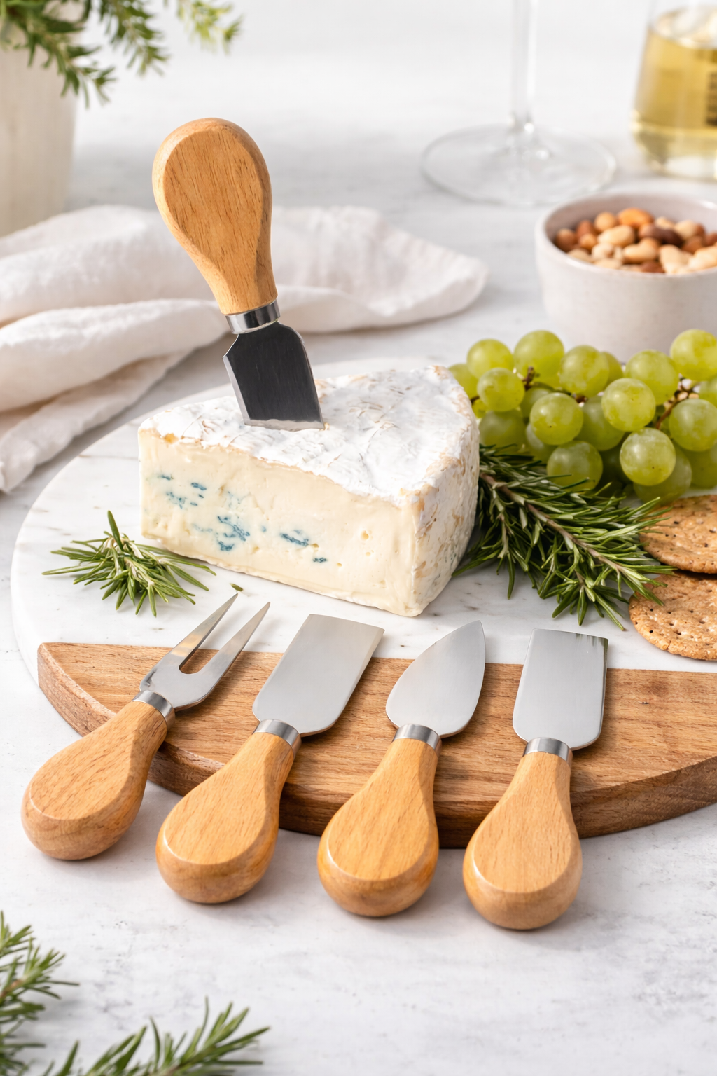 Stainless Steel Cheese Knife Set with Wood Handles