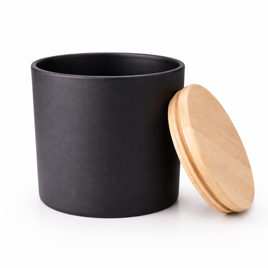 Matte Black Glass Candle Vessel