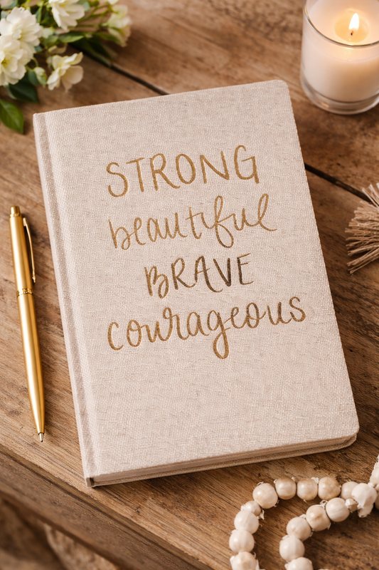Strong • Beautiful • Brave • Courageous Fabric Journal