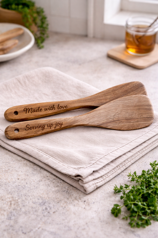Acacia Wood Cooking Spatula – Pre-Engraved (Ready for Pickup)