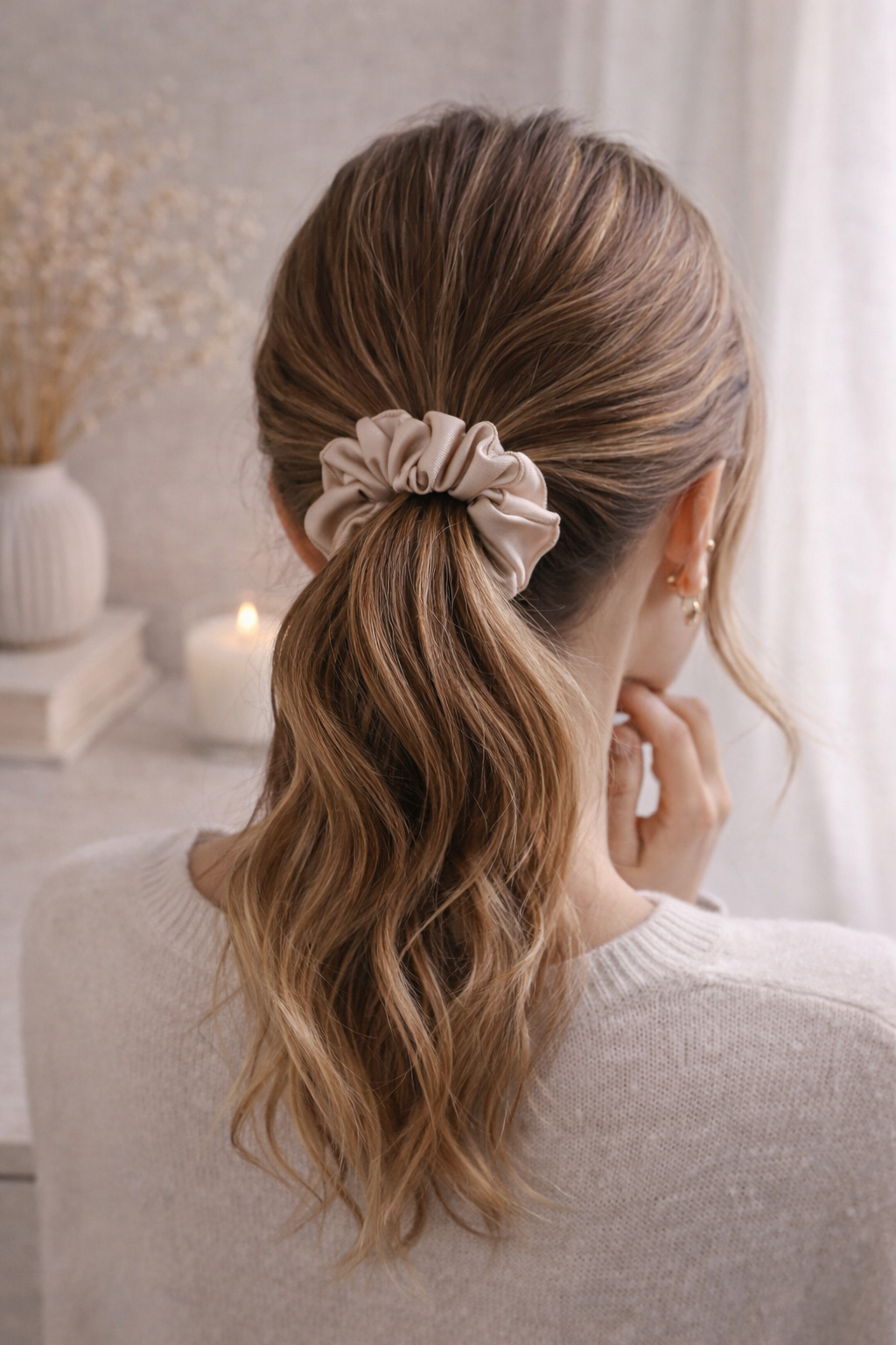 Silk Scrunchie Set – Blush, Beige & Black