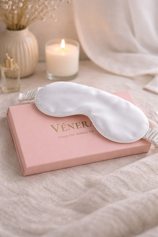 Silk Sleep Mask – 100% Mulberry Silk - White