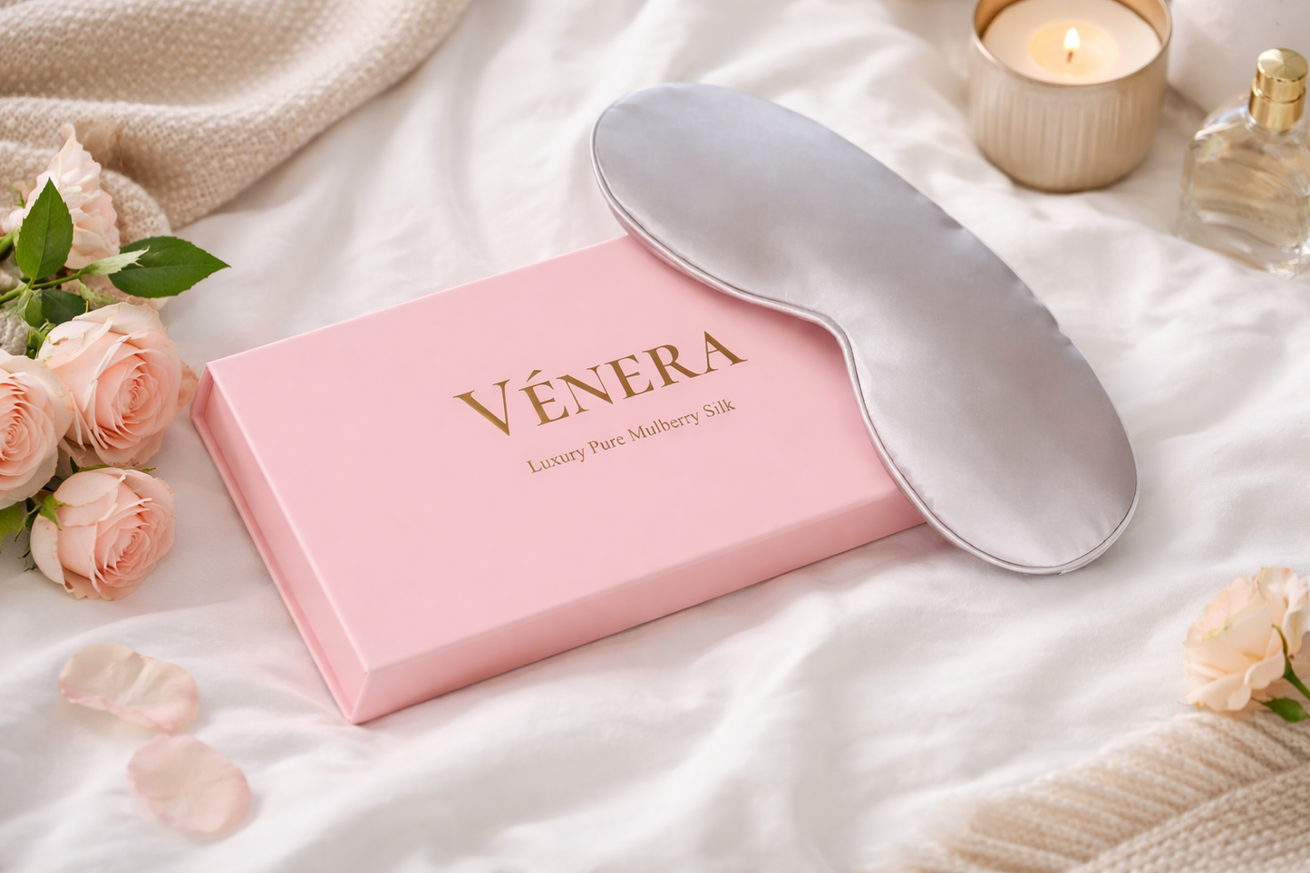 Silk Sleep Mask - 100% Mulberry Silk - Grey