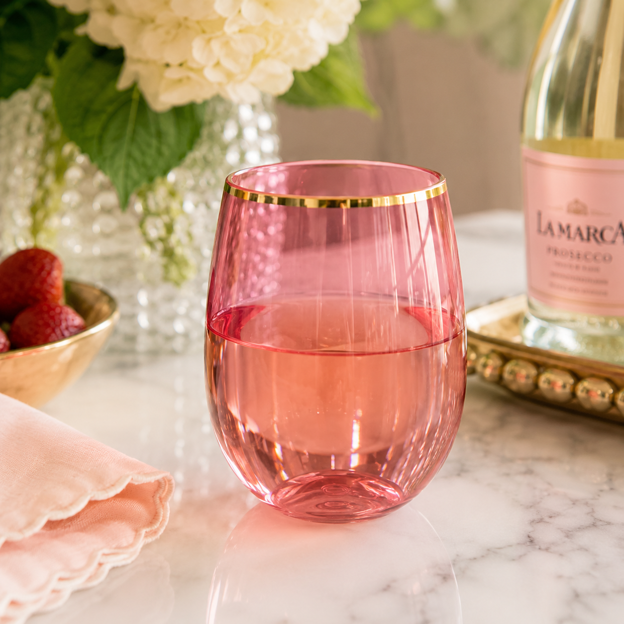 Blush & Gold Stemless Wine Glass