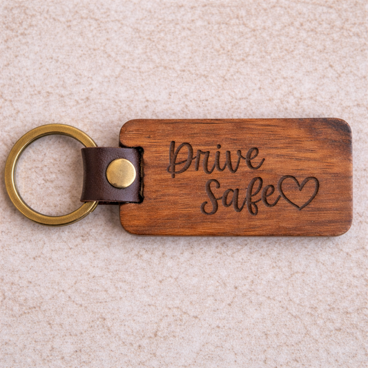 Leather & Wood Keychainv– Pre-Engraved (Ready for Pickup)