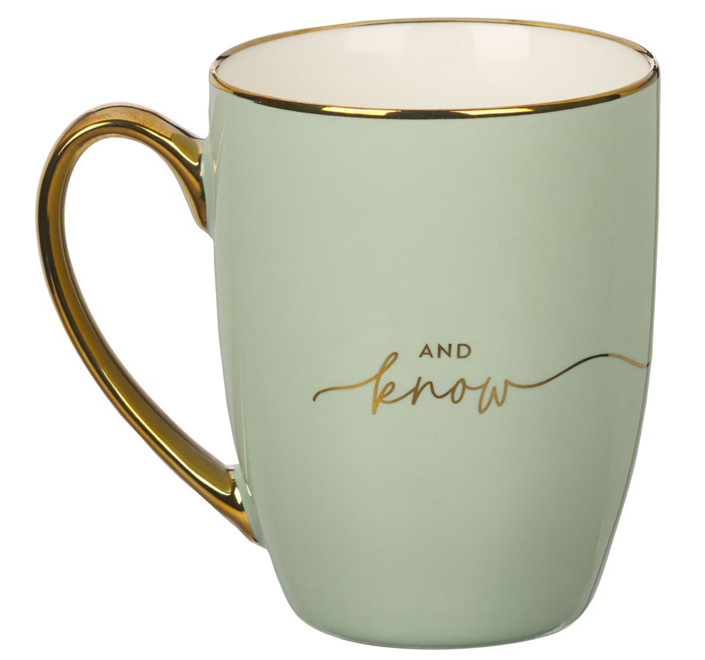 Ceramic Mug – Be Still & Know (Mint/Gold)