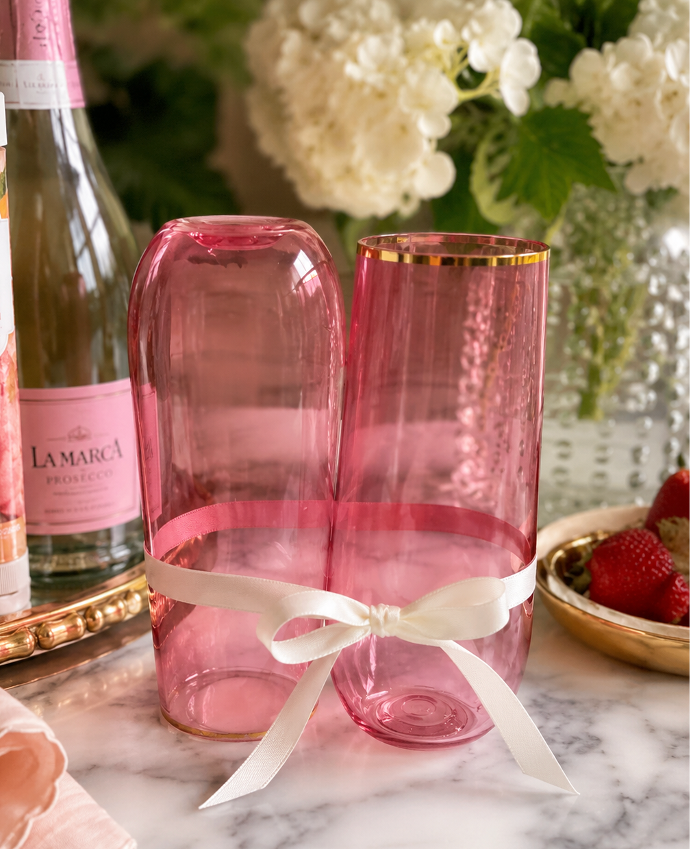 Blush & Gold Champagne Flutes | Set of 2
