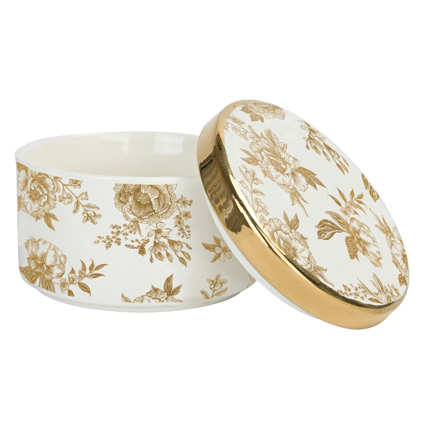 Gold Delft Ceramic Trinket Box