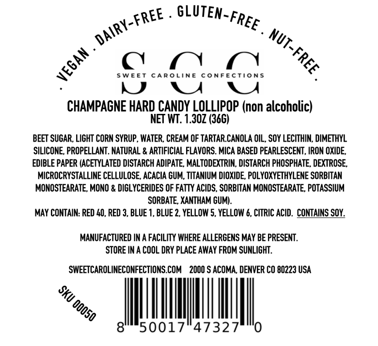 Silver & Pink Heart Lollipop - Champagne Flavor